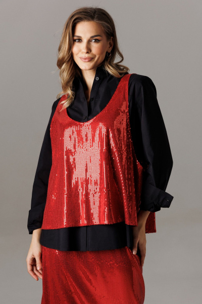 Блуза, футболка, юбка Ларс Стиль 1191 черный-красный - фото 3