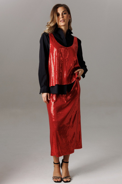 Блуза, футболка, юбка Ларс Стиль 1191 черный-красный - фото 1