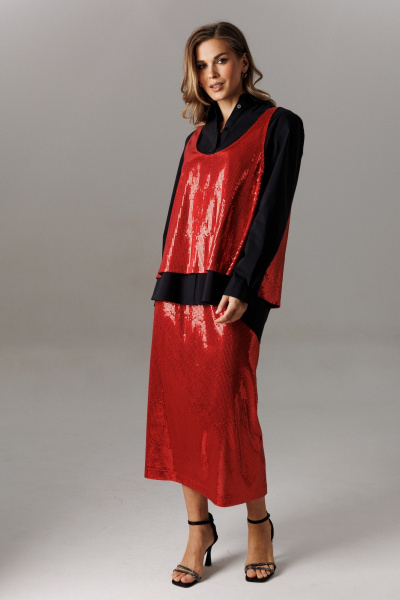 Блуза, футболка, юбка Ларс Стиль 1191 черный-красный - фото 2