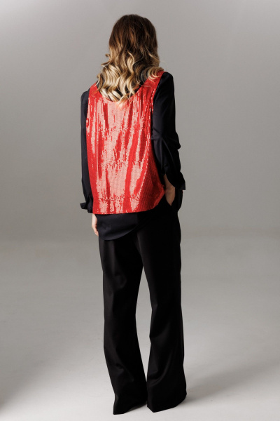 Блуза, брюки, футболка Ларс Стиль 1189 черный-красный - фото 4