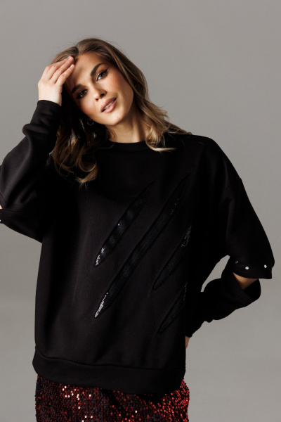 Блуза, юбка Ларс Стиль 1188 черный-красный - фото 5