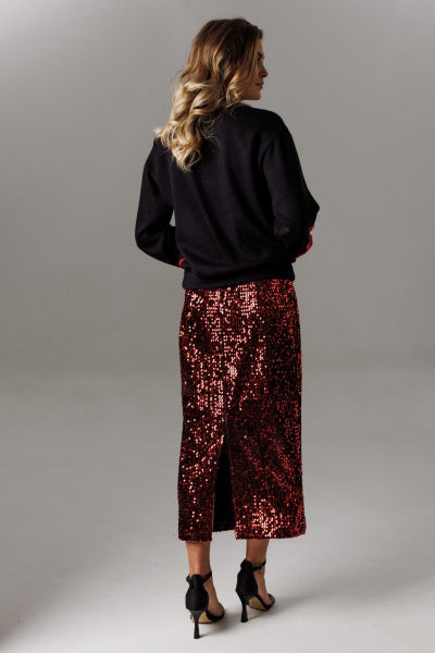 Блуза, юбка Ларс Стиль 1184 черный-красный - фото 4