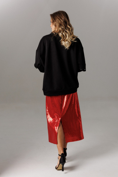 Блуза, юбка Ларс Стиль 1187 черный-красный - фото 6