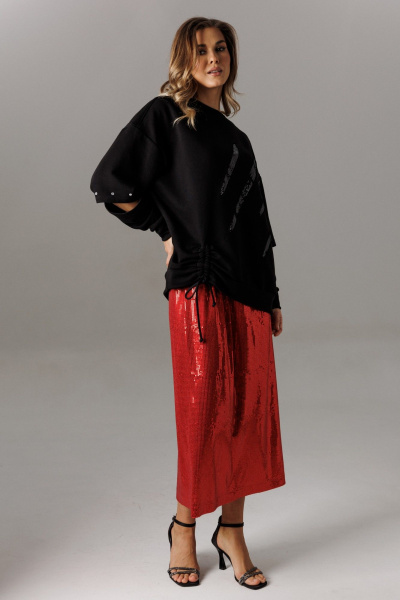 Блуза, юбка Ларс Стиль 1187 черный-красный - фото 3