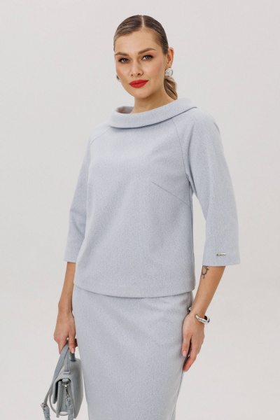 Блуза, юбка Anastasia м-1163 серо-голубой - фото 3