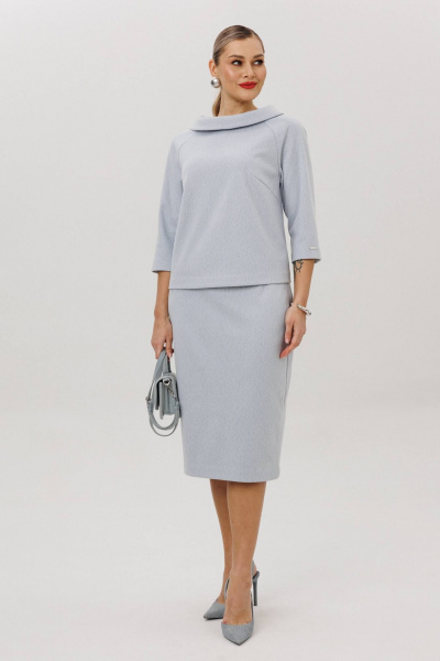 Блуза, юбка Anastasia м-1163 серо-голубой - фото 1