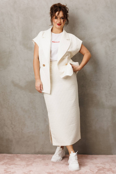 Жилет, юбка Anastasia м-1305 молочный - фото 6