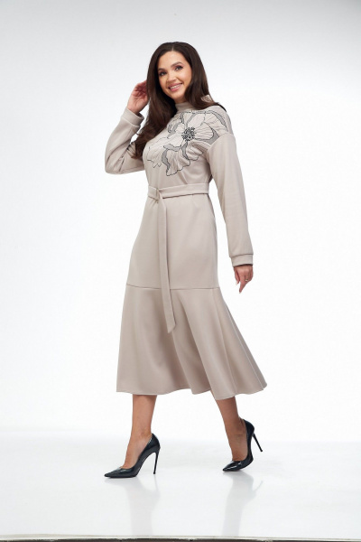 Платье Takka Plus 25-255/1 бежевый - фото 8