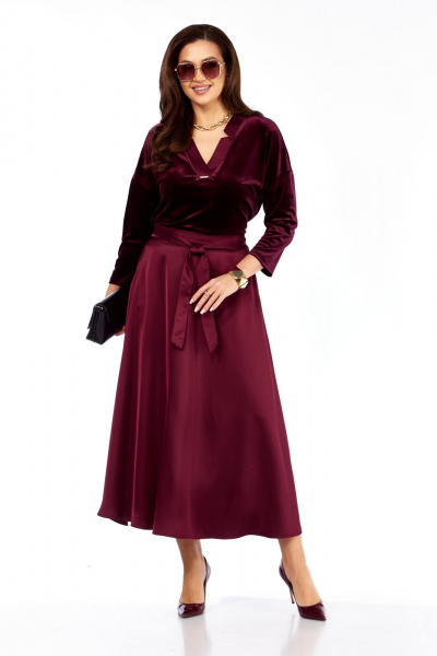 Блуза, юбка Taita plus 2533 бургунди - фото 8