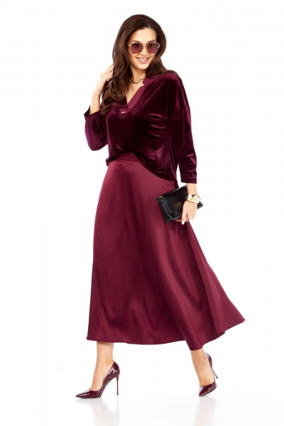 Блуза, юбка Taita plus 2533 бургунди - фото 7