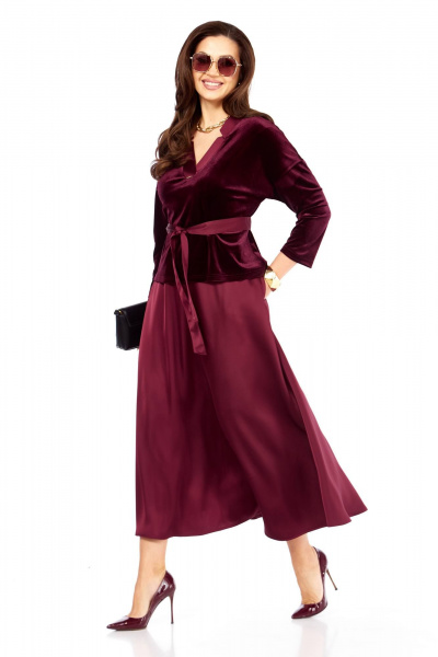 Блуза, юбка Taita plus 2533 бургунди - фото 5