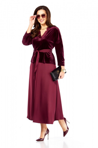 Блуза, юбка Taita plus 2533 бургунди - фото 4
