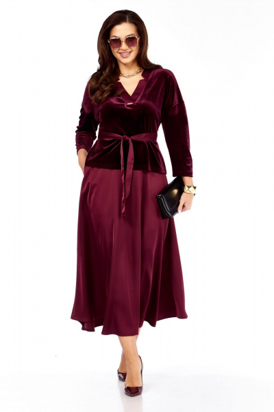 Блуза, юбка Taita plus 2533 бургунди - фото 3