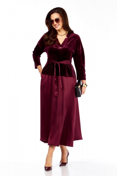 Блуза, юбка Taita plus 2533 бургунди - фото 2