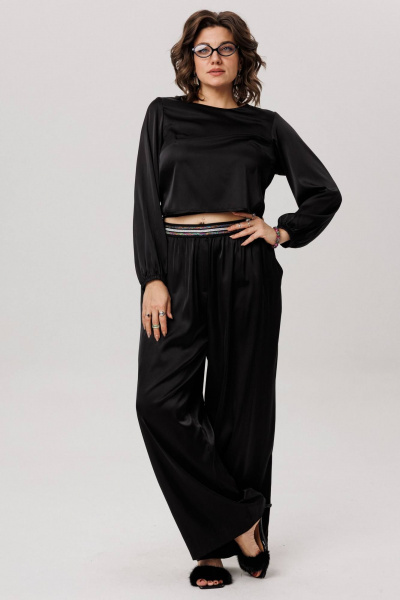 Брюки Anelli 1734 блестящий_черный - фото 4