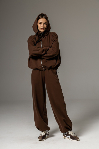 Бомбер, брюки Twok 112506 шоколад - фото 2