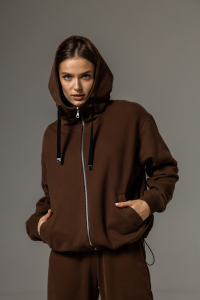 Бомбер, брюки Twok 112506 шоколад - фото 5