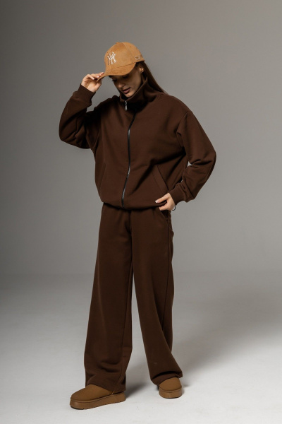 Бомбер, брюки Twok 112507 шоколад - фото 2