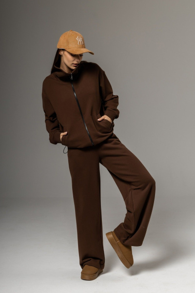 Бомбер, брюки Twok 112507 шоколад - фото 3