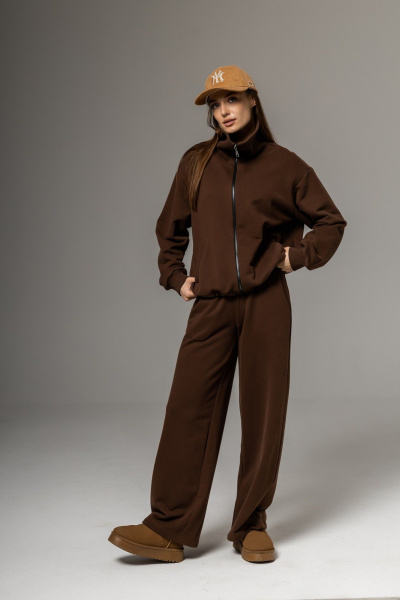 Бомбер, брюки Twok 112507 шоколад - фото 1