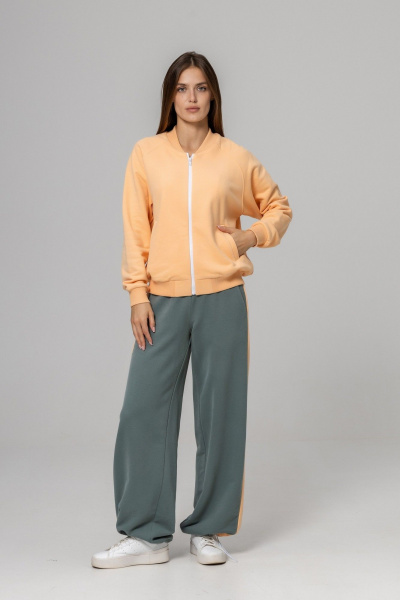 Бомбер, брюки Twok 925709 персик/шалфей - фото 4