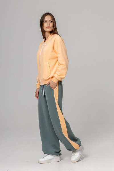 Бомбер, брюки Twok 925709 персик/шалфей - фото 1