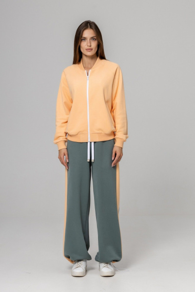 Бомбер, брюки Twok 925709 персик/шалфей - фото 2