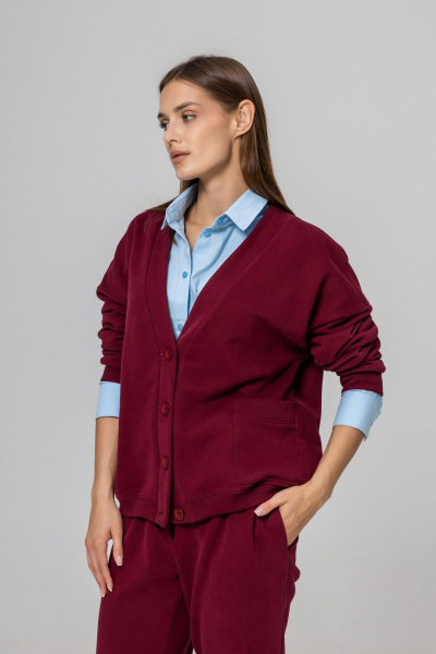 Кардиган Twok 952729 бургунди - фото 2