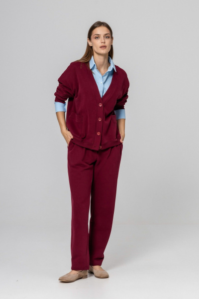 Брюки, кардиган Twok 952730 бургунди - фото 6