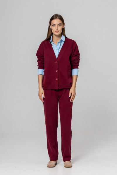 Брюки, кардиган Twok 952730 бургунди - фото 1