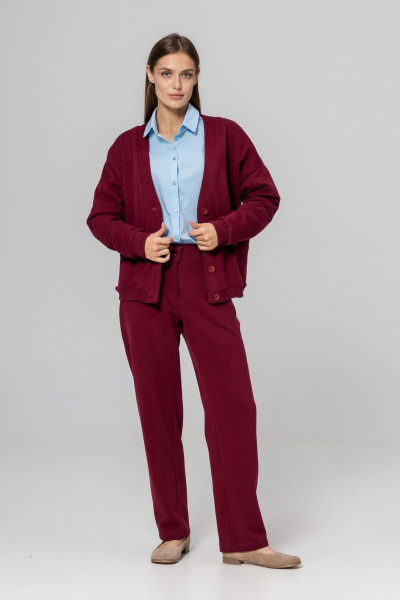 Брюки, кардиган Twok 952730 бургунди - фото 3