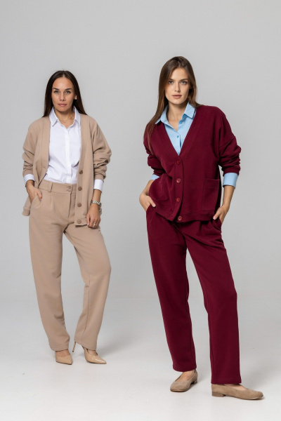 Брюки, кардиган Twok 952730 бургунди - фото 8