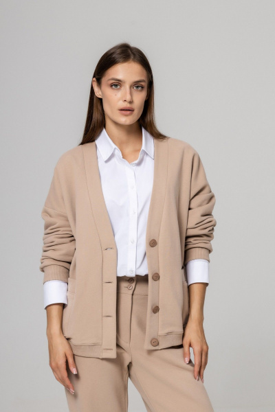 Брюки, кардиган Twok 952733 бежевый - фото 7