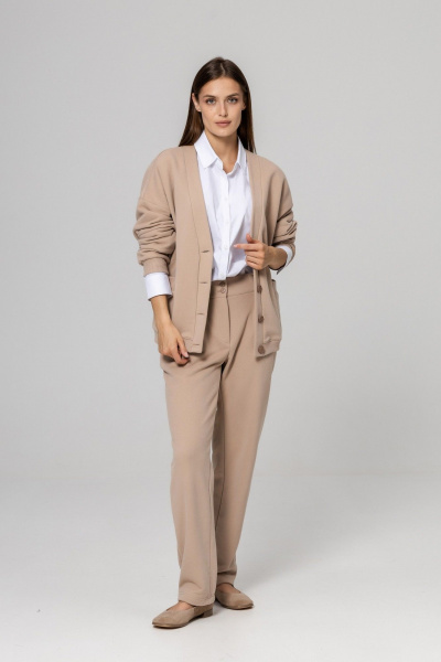 Брюки, кардиган Twok 952733 бежевый - фото 4