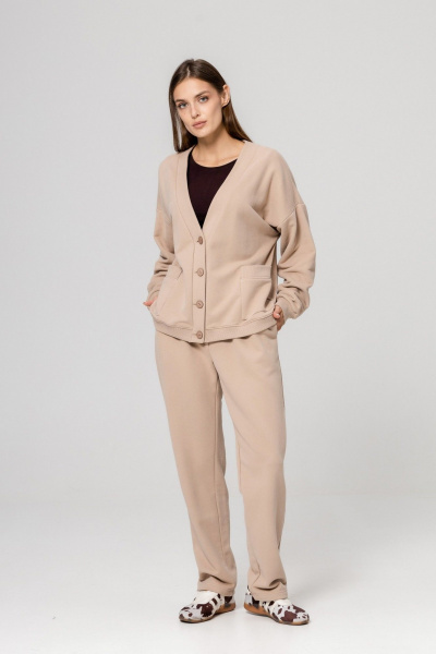 Брюки, кардиган Twok 952733 бежевый - фото 1