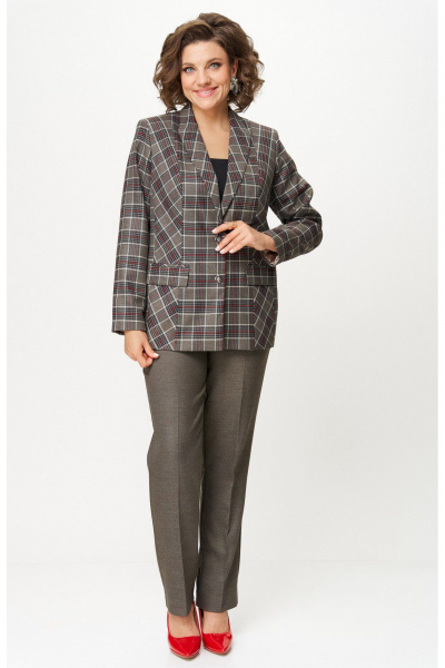 Жакет БелЭльСтиль 412-3_14_22 клетка красно-коричневая - фото 9