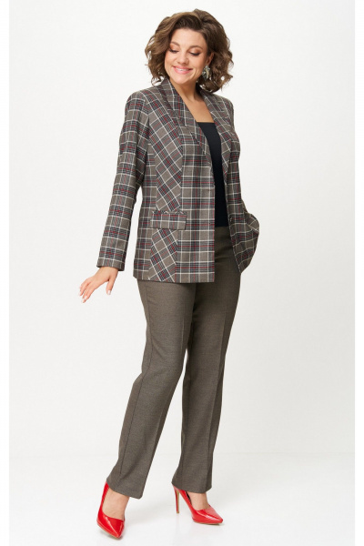 Жакет БелЭльСтиль 412-3_14_22 клетка красно-коричневая - фото 8
