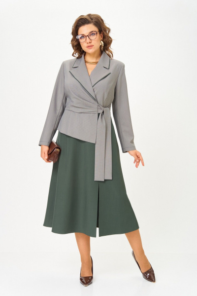 Платье Aira Style 24431 серо-зеленый - фото 1