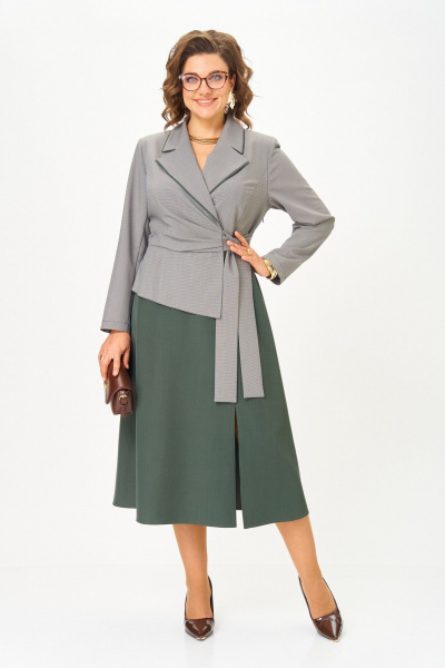 Платье Aira Style 24431 серо-зеленый - фото 7