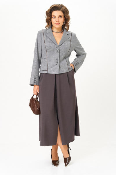 Жакет, юбка Aira Style 24133 серо-коричневый - фото 10