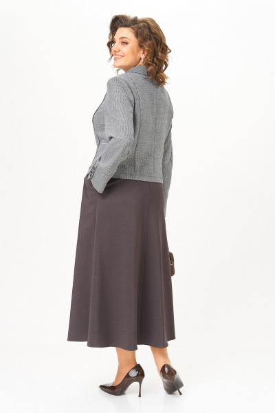 Жакет, юбка Aira Style 24133 серо-коричневый - фото 3
