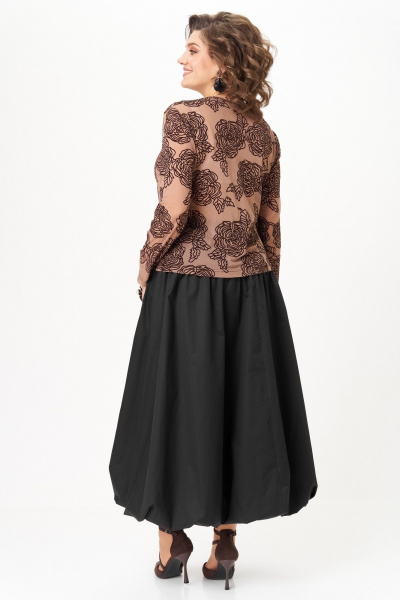 Топ, юбка Aira Style 24136 капучино-черный - фото 13