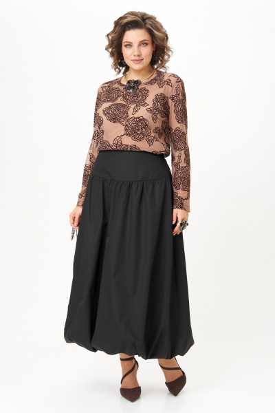 Топ, юбка Aira Style 24136 капучино-черный - фото 6