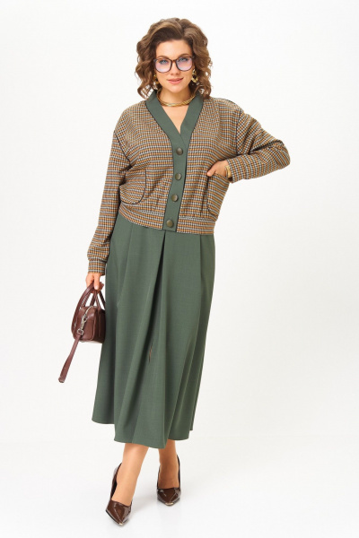 Бомбер, юбка Aira Style 24131-1 зеленый - фото 10