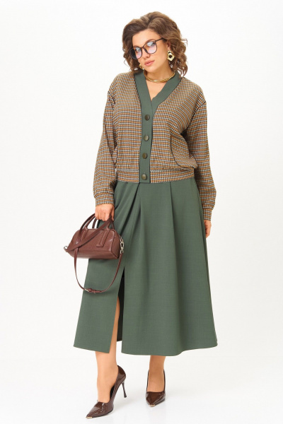 Бомбер, юбка Aira Style 24131-1 зеленый - фото 8