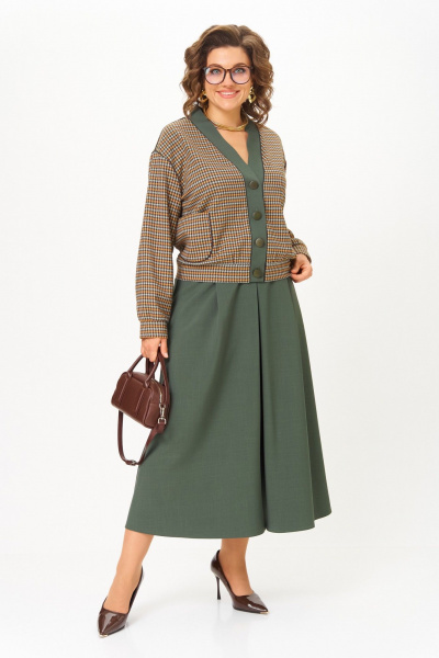 Бомбер, юбка Aira Style 24131-1 зеленый - фото 3