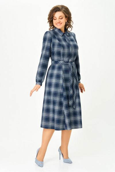 Платье DaLi 5520.1 синяя клетка - фото 4