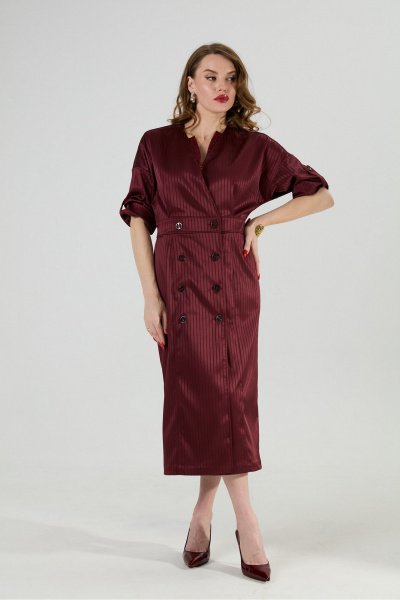 Платье NikVa 362-11 бургунди_полоска - фото 4