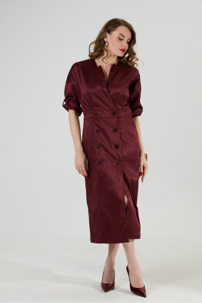 Платье NikVa 362-11 бургунди_полоска - фото 3