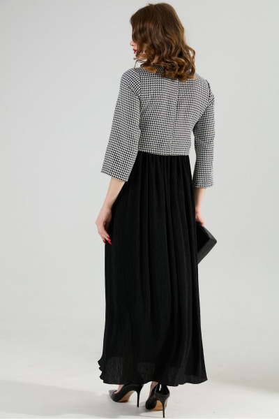 Платье NikVa 377-4 чёрно-белая гус лапка и чёрный - фото 7